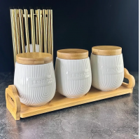 Набор из 3 банок  320мл.на подст"BAMBOO"на под.140-073