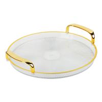 Поднос п/э. круглый с ручками с золотой кайм. 30*28*33см 862-452